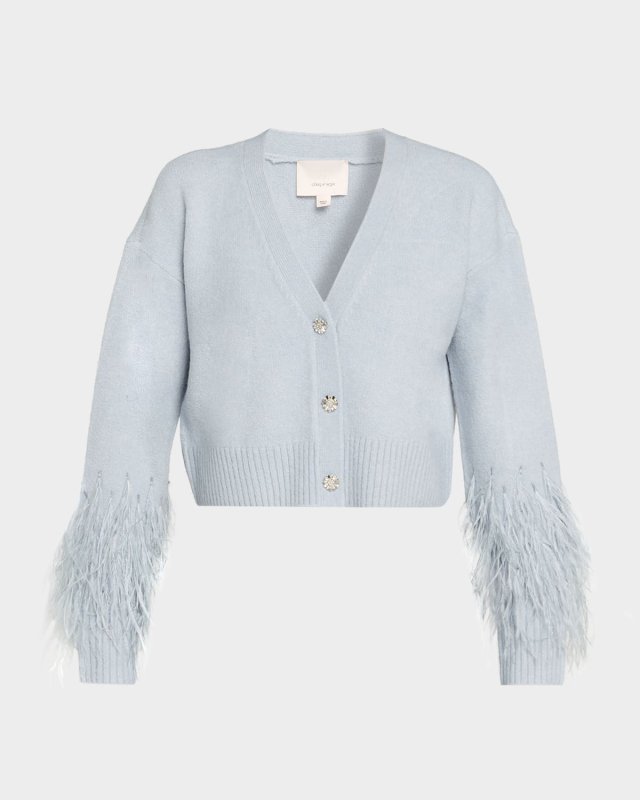 Bria Cropped Feather Cardigan